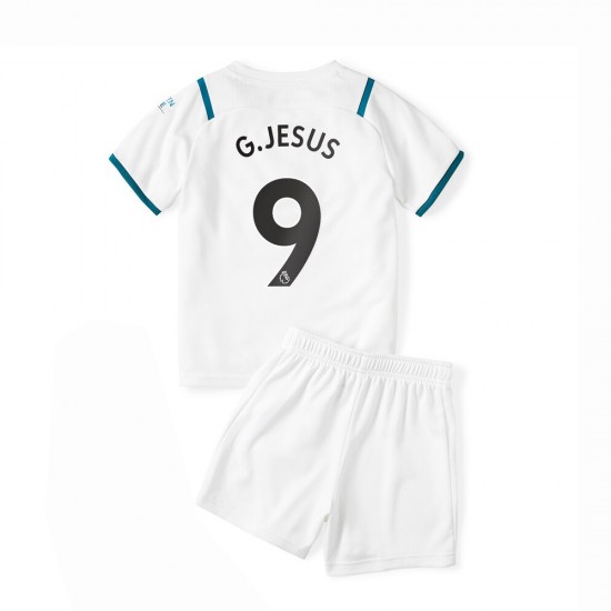 Camisola Manchester City Gabriel Jesus 9 Criança Equipamento Segundo 2021-2022 Manga Curta